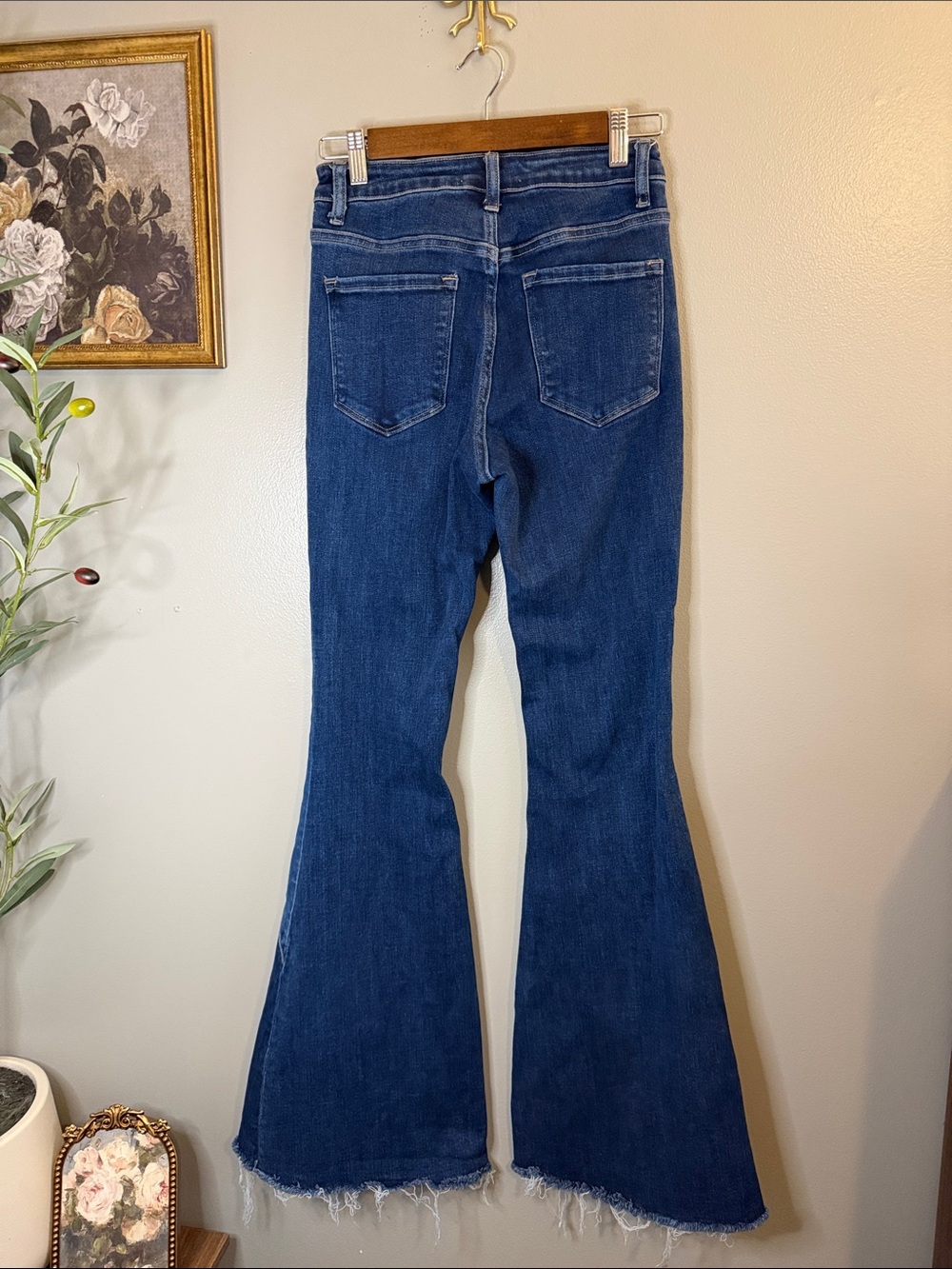 Women's Patchwork Flare Jeans in Dark Blue - Picture 8 of 8